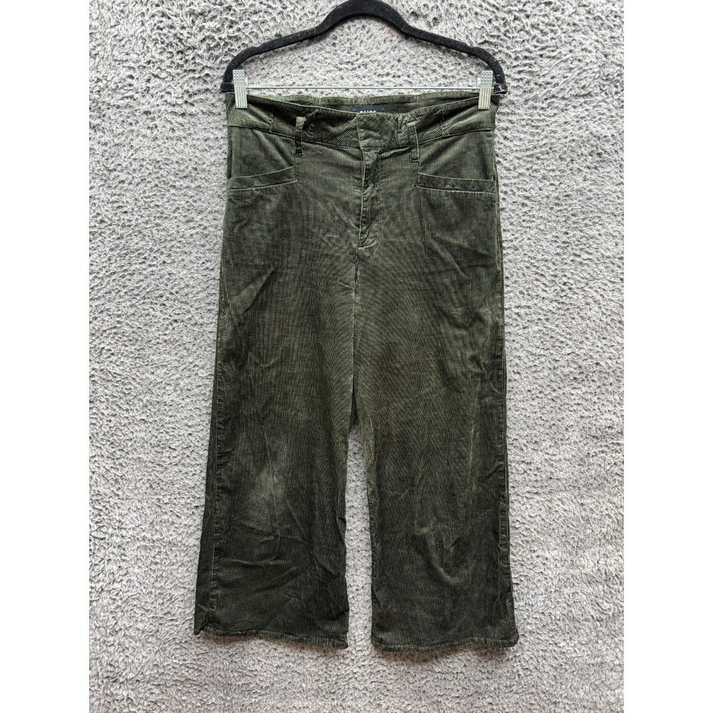 Paige High Rise Corduroy Cropped‎ Wide Leg Pants Olive Green Womens Size 27